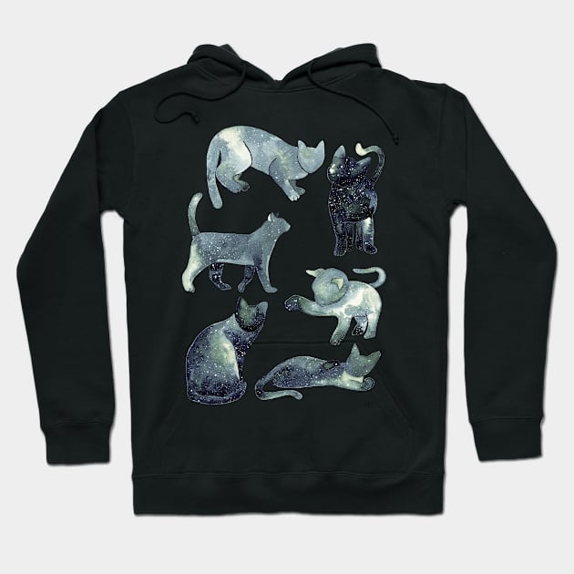 Galaxy Cats Pattern - Gray Hoodie by monitdesign